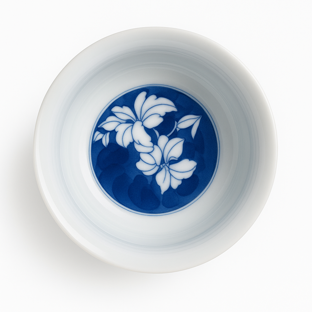 Handmade Qinghuaci Lily Flower Gaiwan