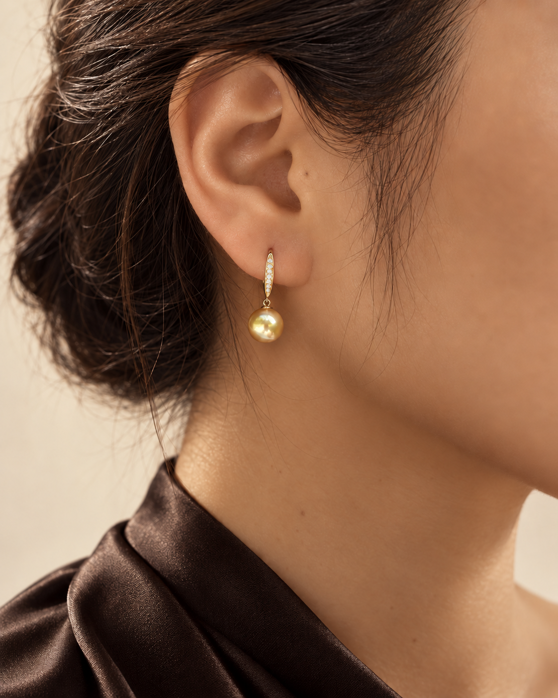 Quiet Bloom Golden Light-South Sea Golden Pearl Diamond Set