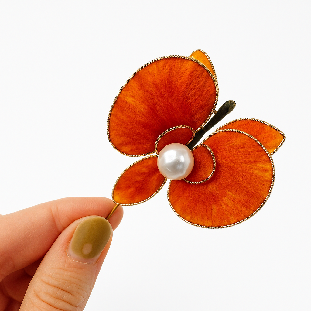 Handmade Orchid Silk Brooch