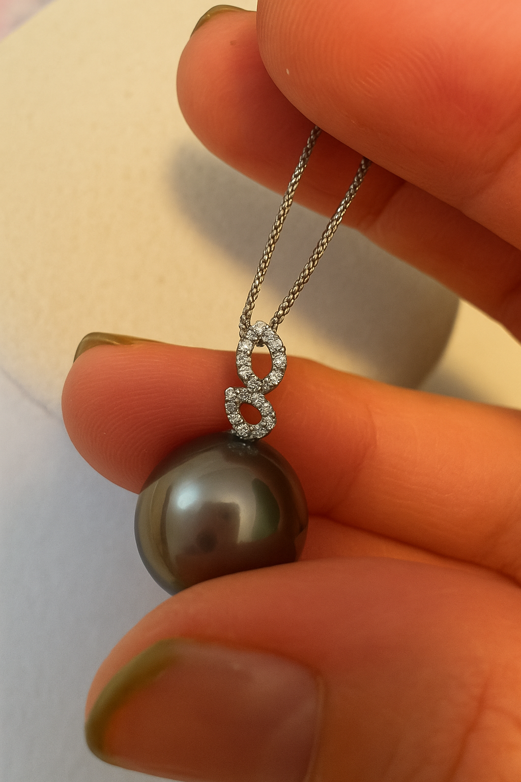 Tahitian Black Pearl Pendant Necklace 12mm | 18K Gold | 45cm Chain | Genuine Natural Pearl Jewelry | Elegant Gift for Women