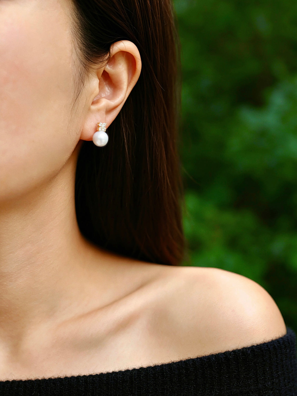 Quiet Bloom Moonlit-White Pearl Earrings