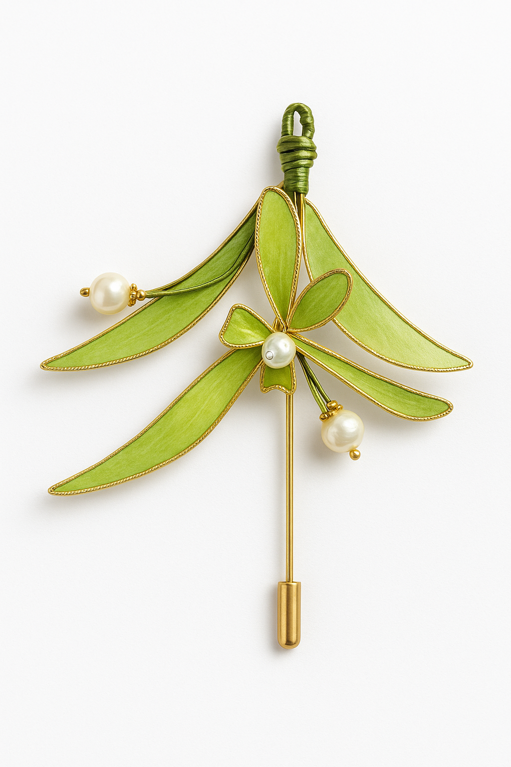 Handmade Silk Orchid Brooch with Pearls