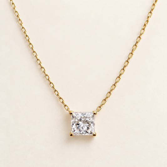 1.5 ct Square-Cut Lab-Grown Diamond Necklace