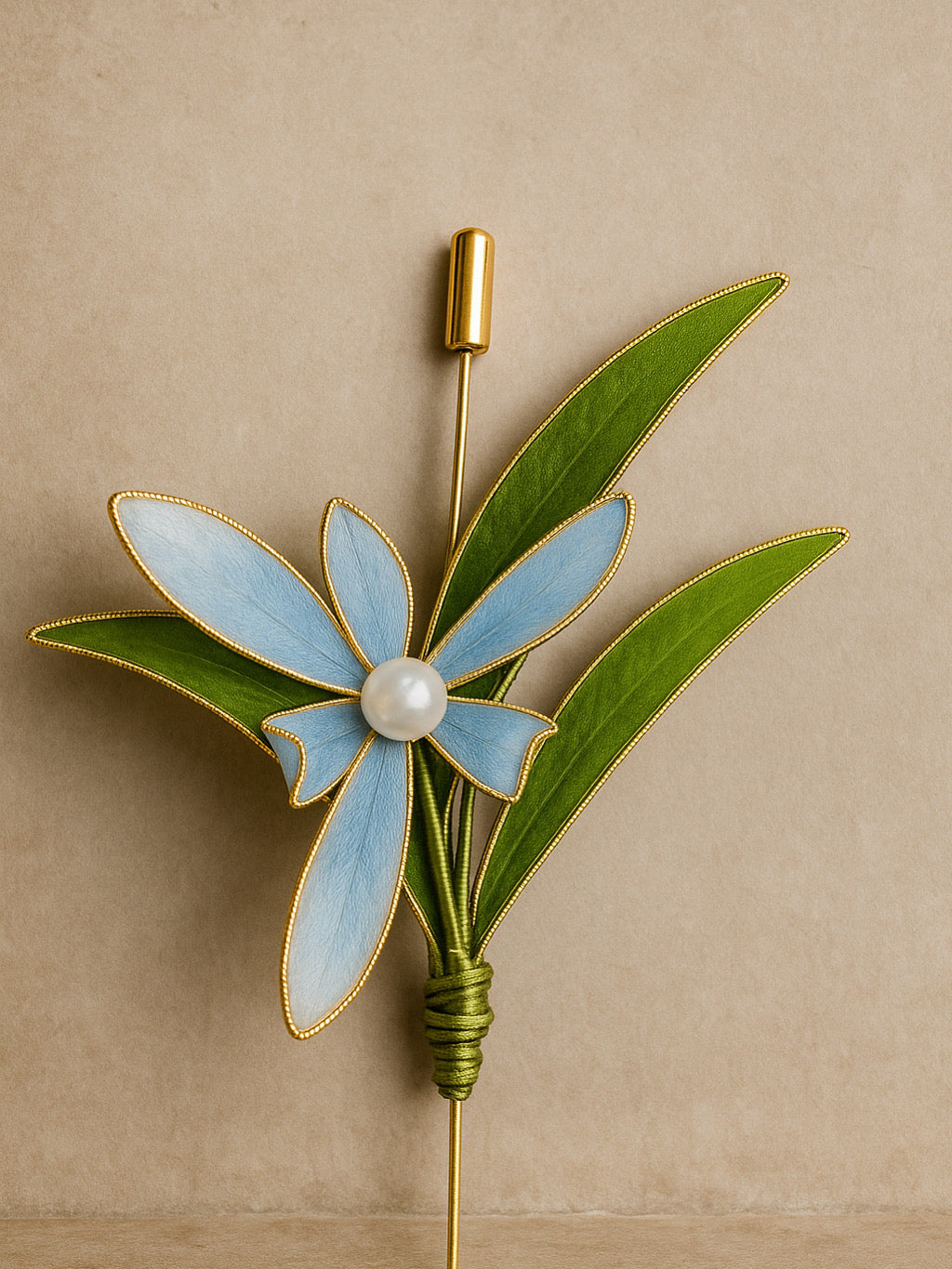 Handmade Silk Orchid Brooch with Pearls