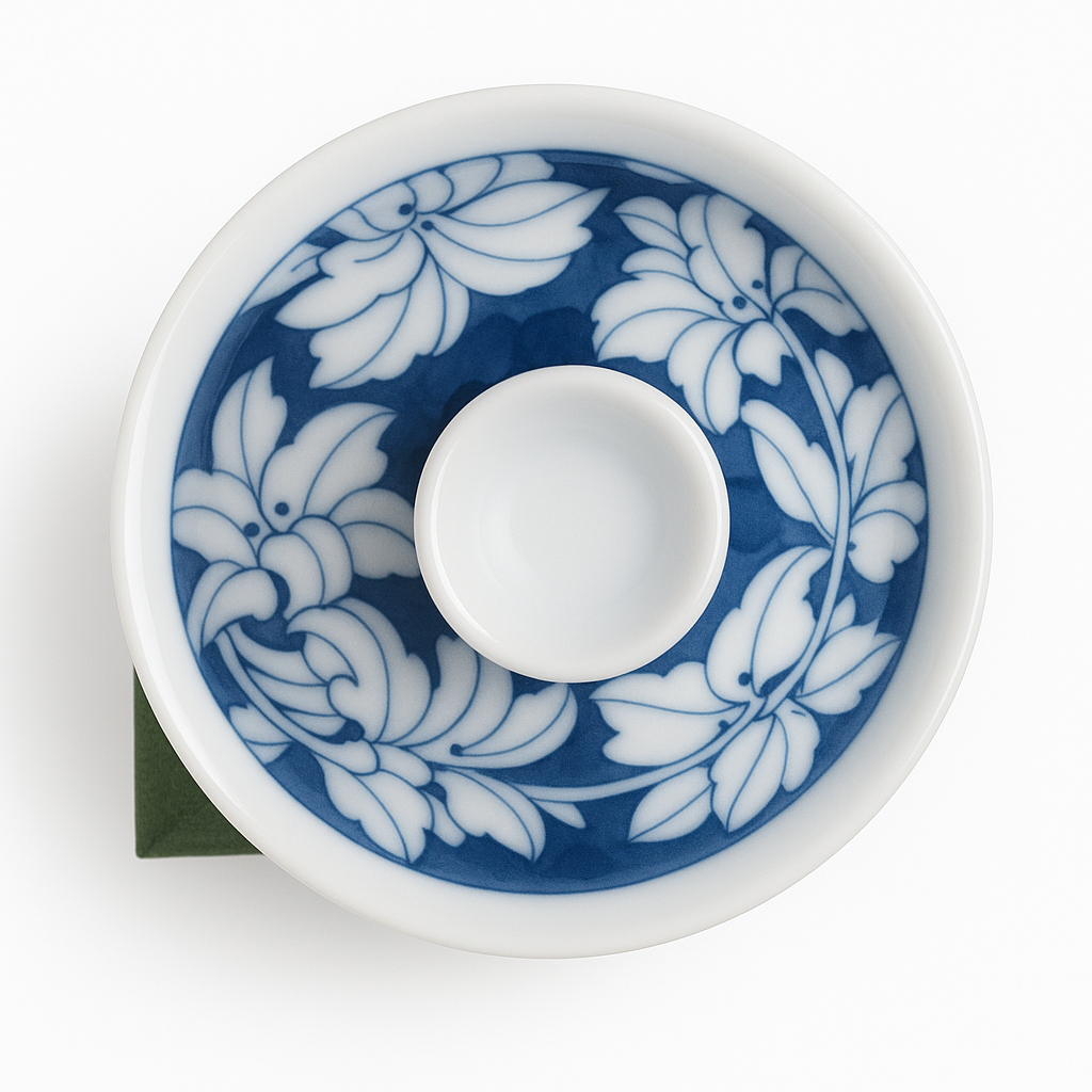 Handmade Qinghuaci Lily Flower Gaiwan