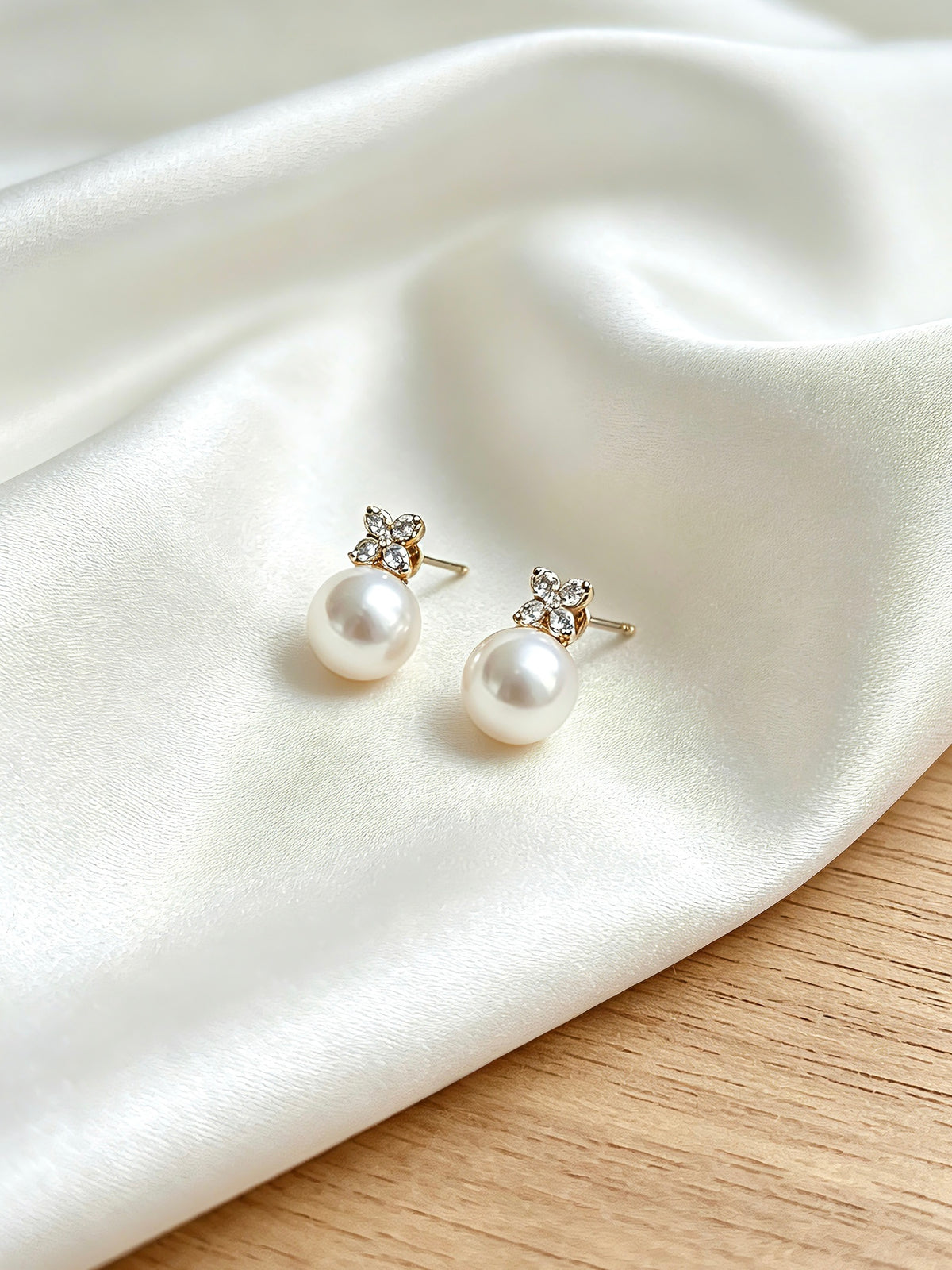 Quiet Bloom Moonlit-White Pearl Earrings