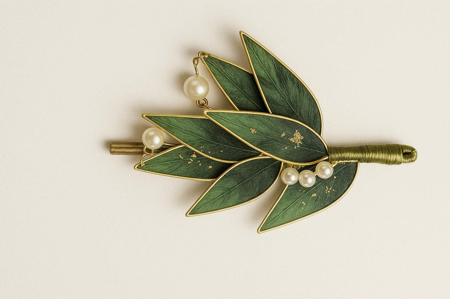 Handmade Bamboo Leaf Pattern Silk Brooch