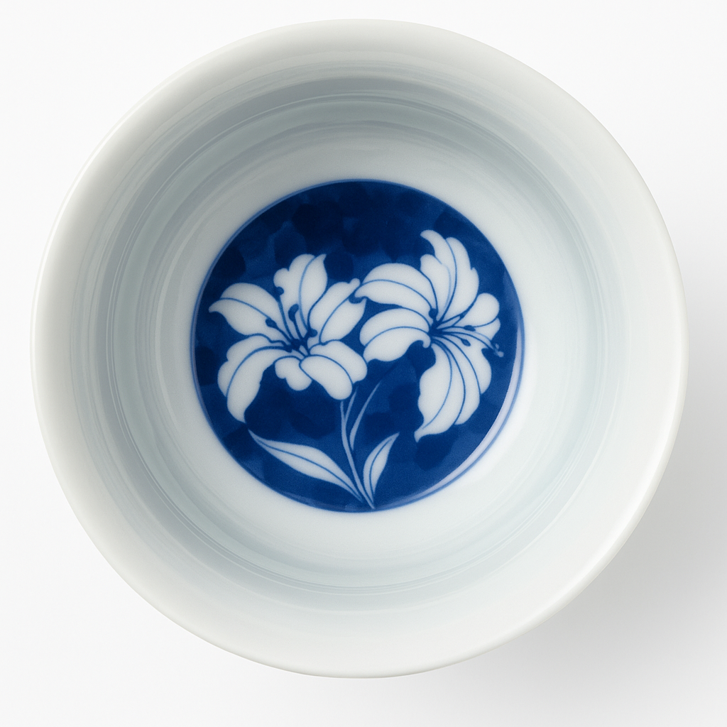 Handmade Jingdezhen Blue-and-White Lily Flower Teacup