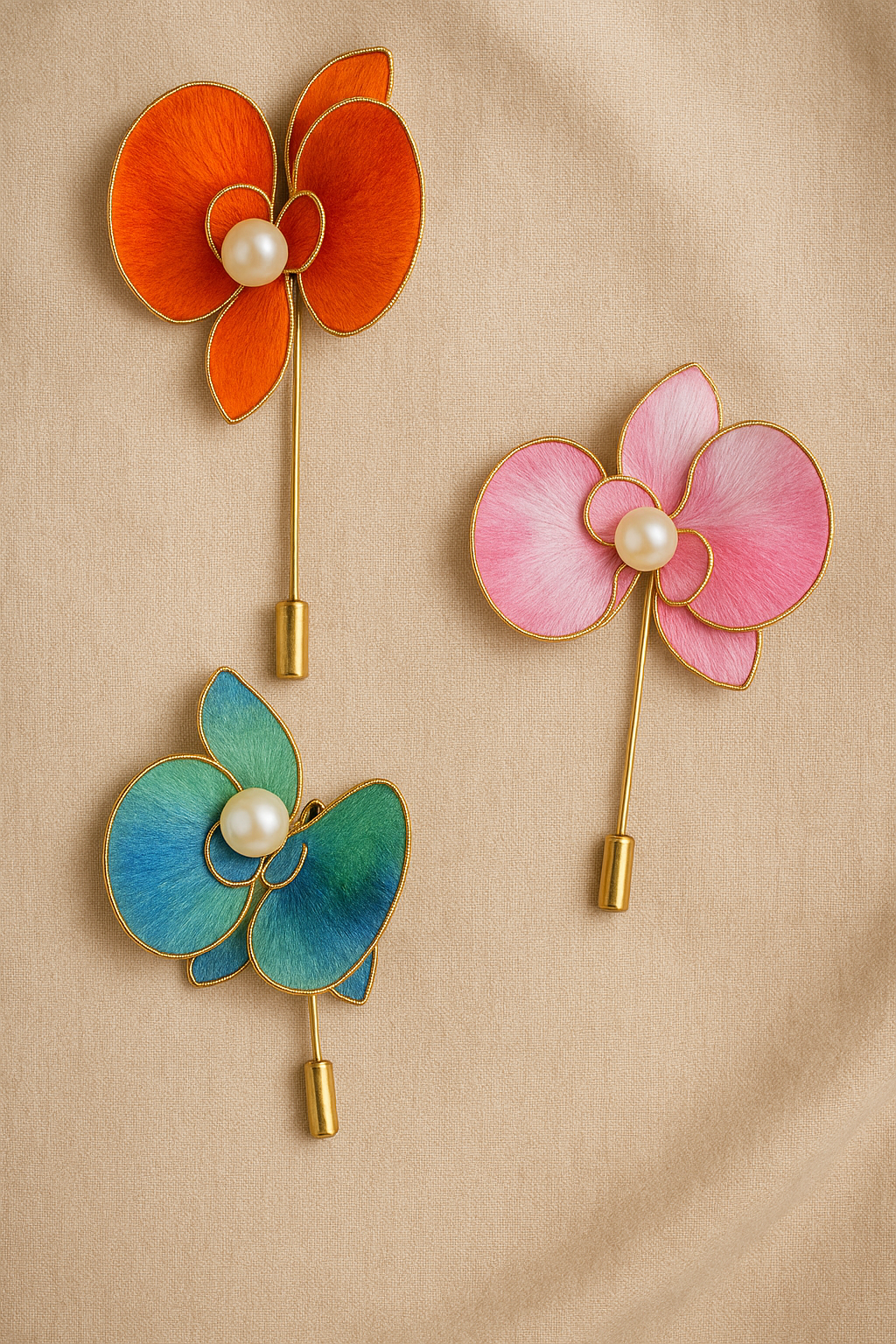 Handmade Orchid Silk Brooch