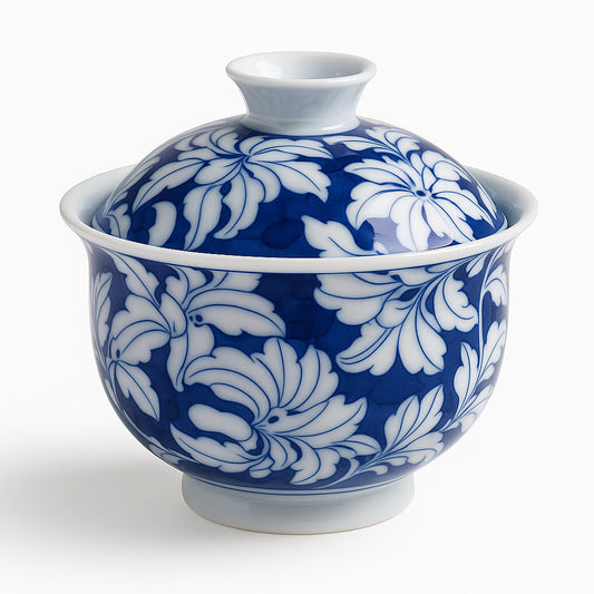 Handmade Qinghuaci Lily Flower Gaiwan
