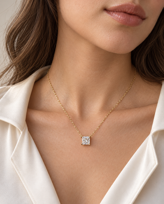1.5 ct Square-Cut Lab-Grown Diamond Necklace