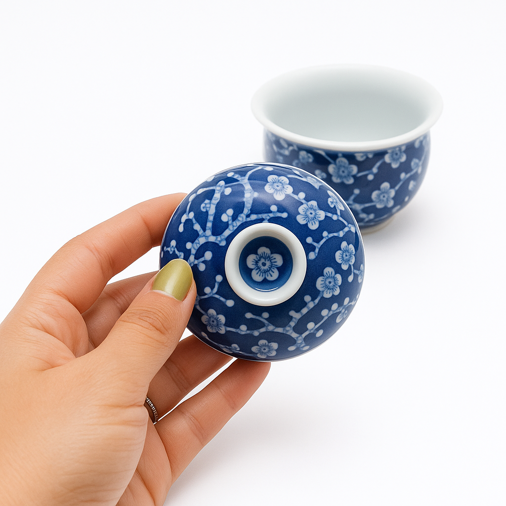Handmade Blue and White Plum Blossom Gaiwan