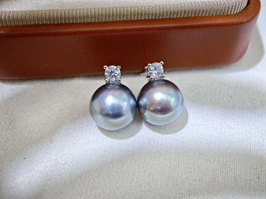 11mm Tahitian pearl stud earrings