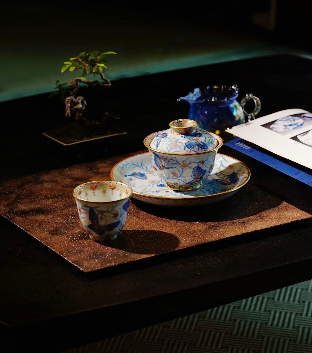 Wings of Elegance – Handcrafted Enamel Blue-and-White Porcelain Teacup
